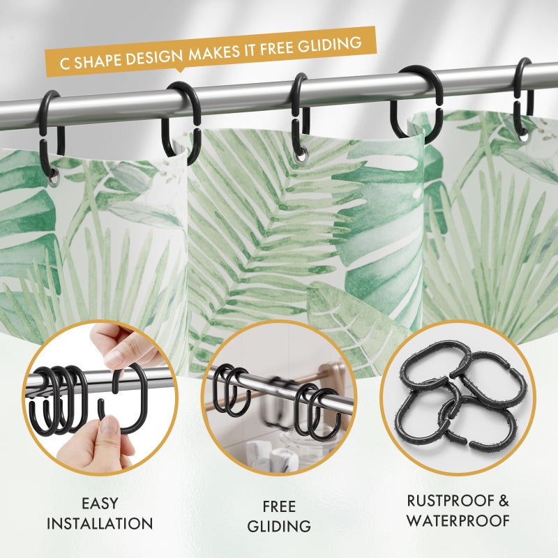 Amazer Black Shower Curtain Hooks Rings, 24 Pcs Plastic Shower Curtain Rings, Plastic Shower Curtain Hooks for Bathroom Shower Rod, Black Shower Hooks Rings Loops for Shower Curtain - Image 2